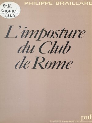 cover image of L'imposture du Club de Rome